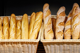 Loaves of bread in baskets