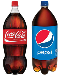 Photo of Coca-cola and Pepsi bottles.