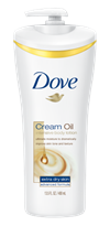 Bottle of Dove Cream Oil.
