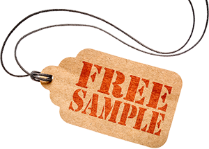 A paper tag labelled "Free Sample."