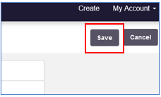 Screenshot showing the save button. The save button is highlighted.