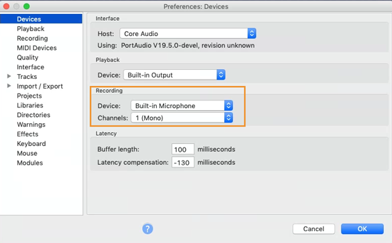 test for latency audacity for mac