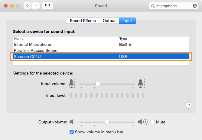 mac usb microphone mutes speakers for garageband