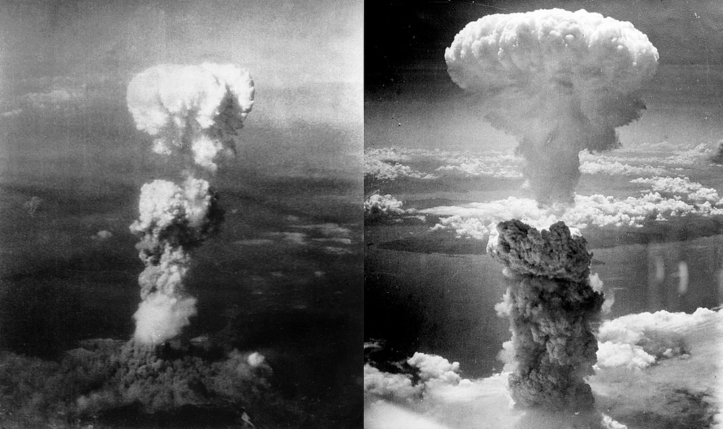 Mushroom clouds over Hiroshima and Nagasaki