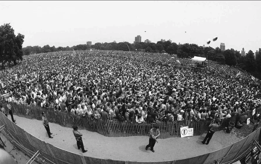 Protestors fill Central Park in New York city for a nuclear disarmament rally