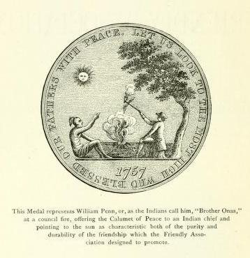 illustration of the medal issued by the 'Friendly Association [Quakers]