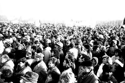 Velvet revolution protestors in Prague